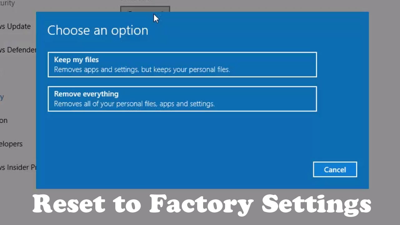Factory reset Windows 10 without password